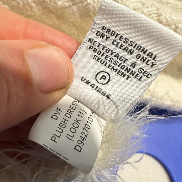 Diane Von Furstenberg fur trimmed Knit Dress Ivory Size S luxury whimsical NWOT - Picture 11 of 13